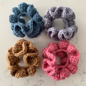 Homemade crochet scrunchies